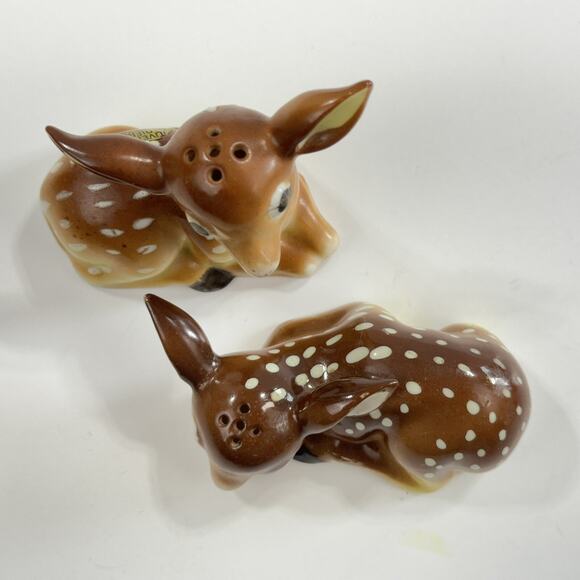 Vintage Spotted Fawn Salt & Pepper Shakers Occupied Japan Baby Deer San Diego - Picture 9 of 14